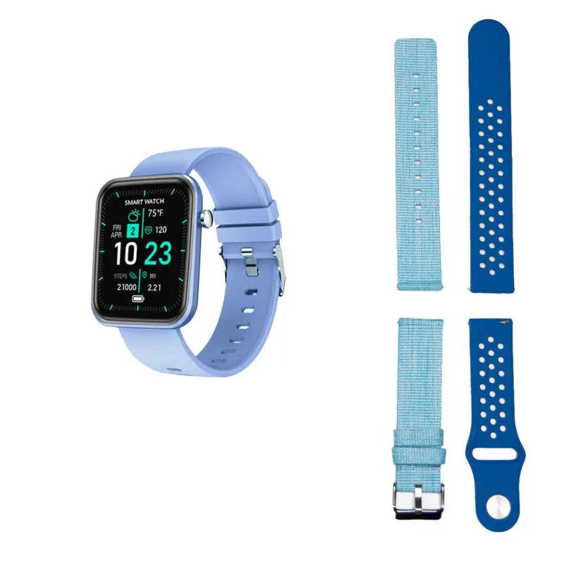 Color: BLUE - Advanced Smartwatch With Three Bands And Wellness   Activity Track