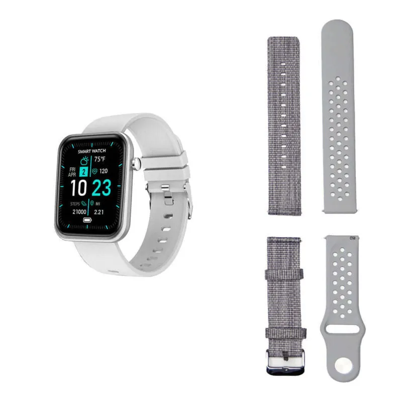 Color: GRAY - Advanced Smartwatch With Three Bands And Wellness   Activity Track