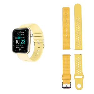 Color: YELLOW - Advanced Smartwatch With Three Bands And Wellness   Activity Tra