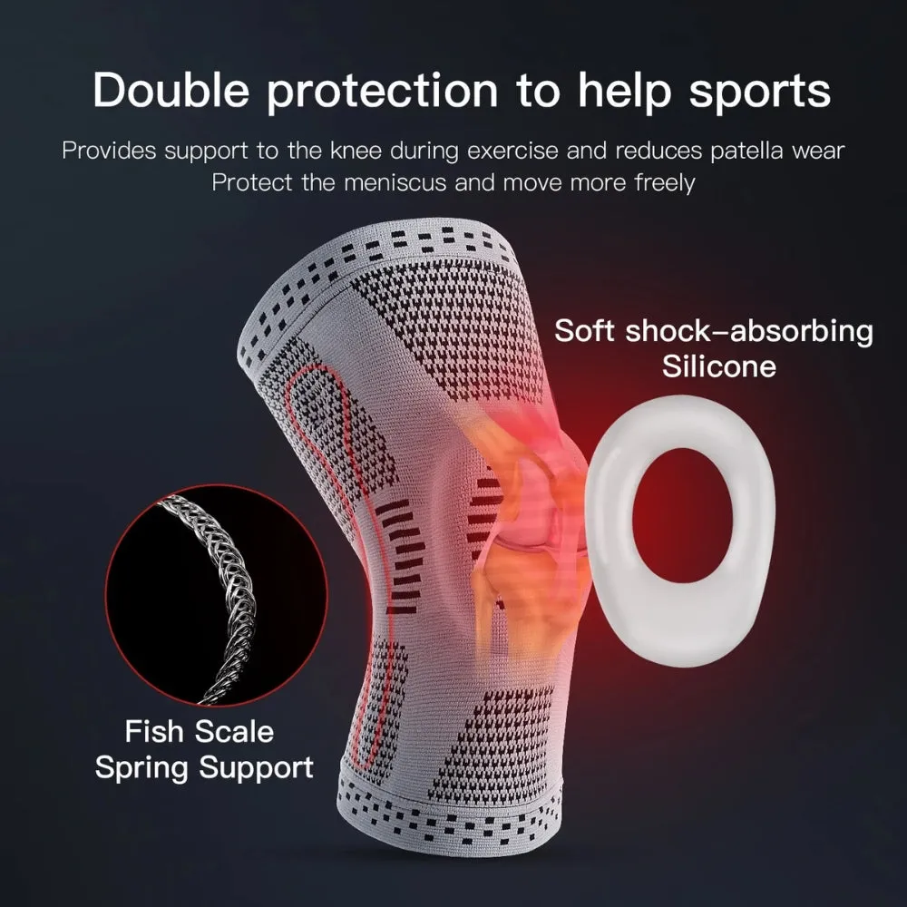 Compression Knee Sleeves with Support – Adjustable Knee Brace for Skiing, Sports & Daily Comfort