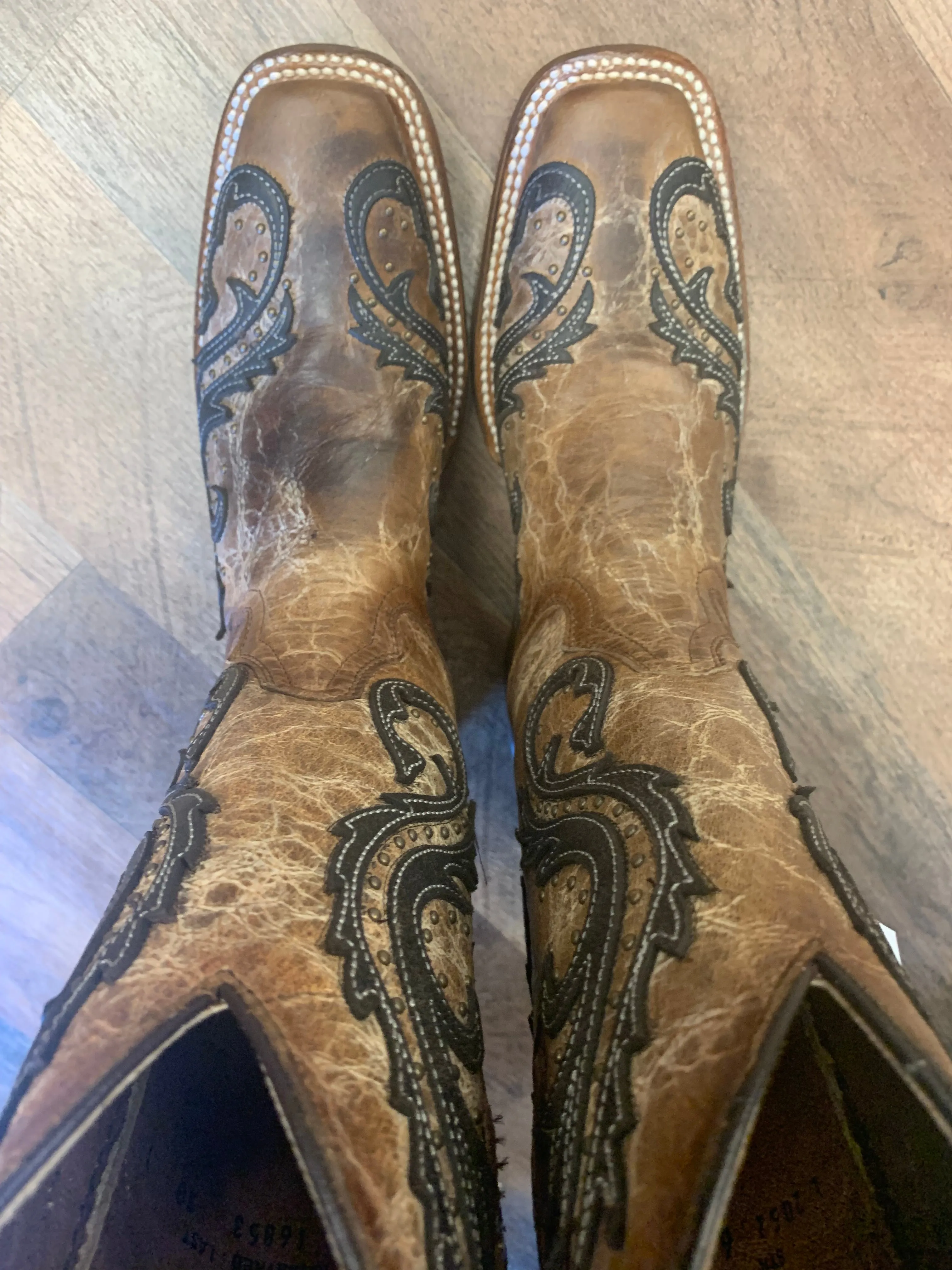 Corral Western Boots Overlay Embroidery Brown