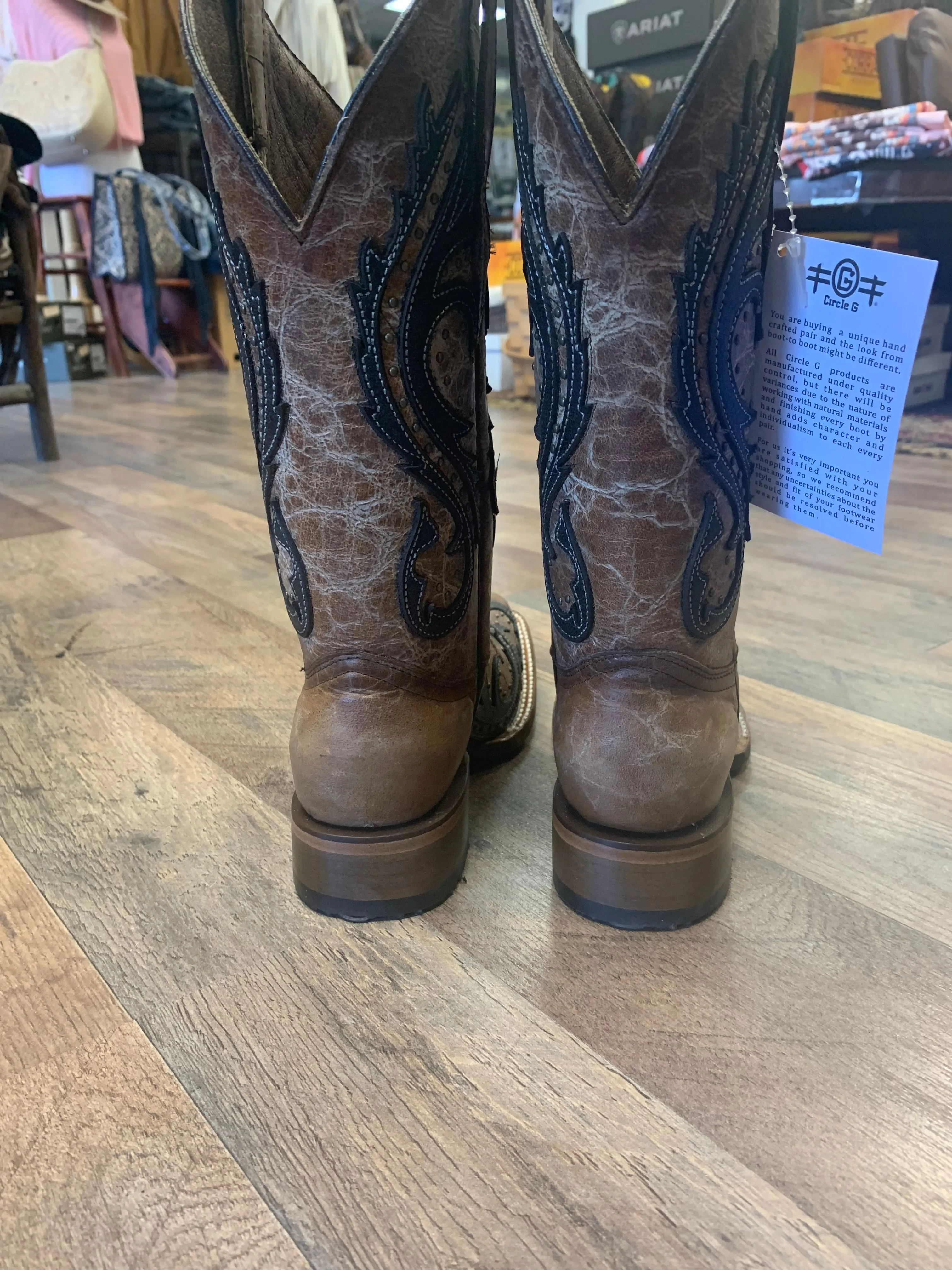 Corral Western Boots Overlay Embroidery Brown