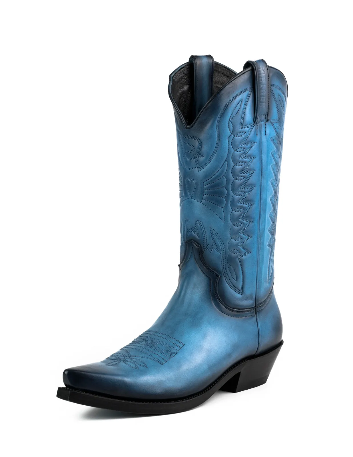 Cowboy Boots for Women and Men Handcrafted Blue Leather 1920s Texans