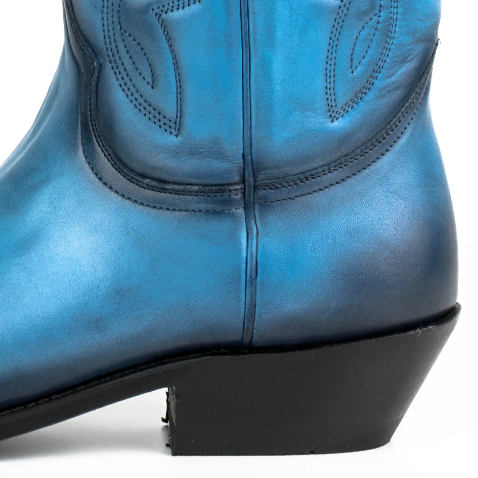 Cowboy Boots for Women and Men Handcrafted Blue Leather 1920s Texans