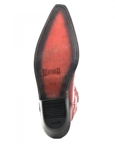 Cowboy Boots Women and Men Handcrafted Red Leather 1920- 15-18C Texanas