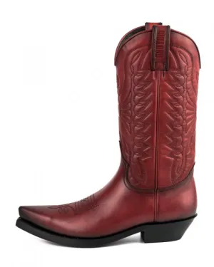 Cowboy Boots Women and Men Handcrafted Red Leather 1920- 15-18C Texanas