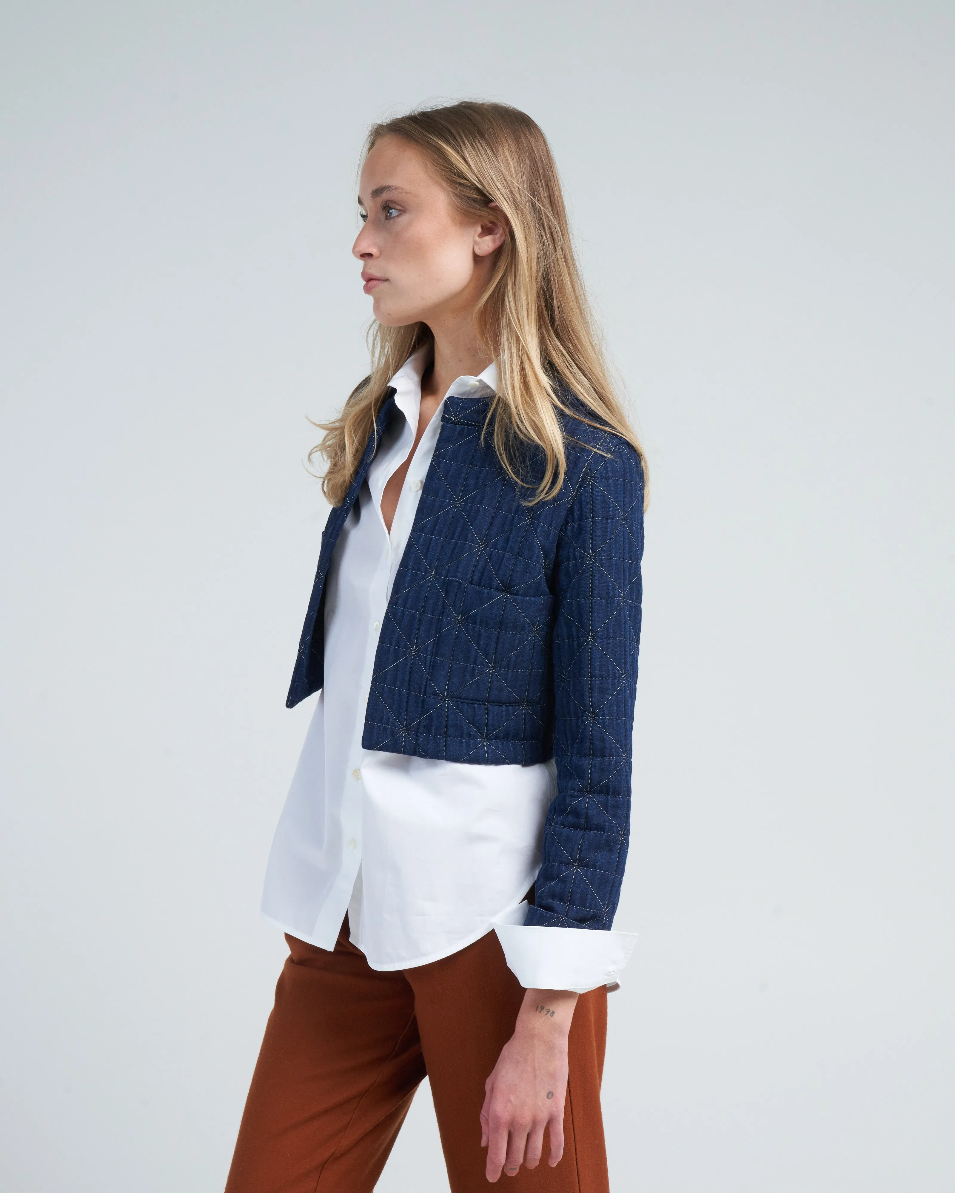cropped jacket - indigo