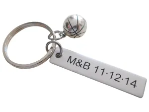 Custom Engraved Basketball Keychain, Steel Tag Engraved Basketball Fan Keychain Gift