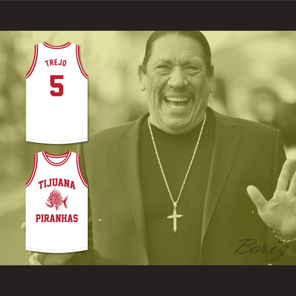 Danny Trejo 5 Tijuana Piranhas White Basketball Jersey Mexican Expansion Team