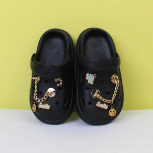 Dashing Black Luxury Kids Clogs
