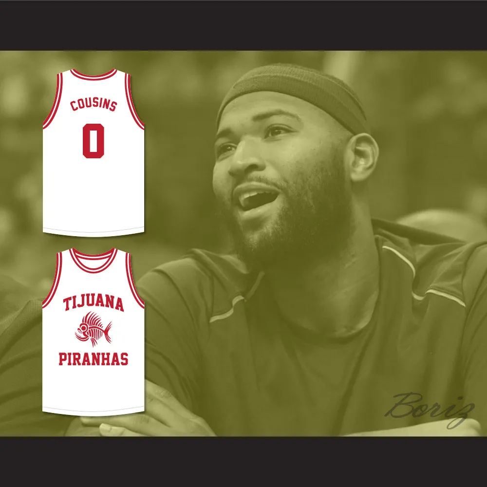 DeMarcus Cousins 0 Tijuana Piranhas White Basketball Jersey Mexican Expansion Team