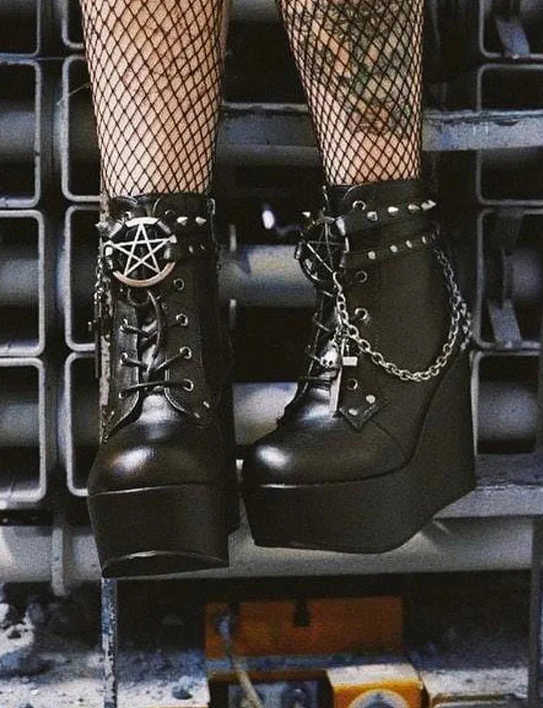 DEMONIA POISON-101 - BLACK VEGAN LEATHER - WOMENS US SIZE 7