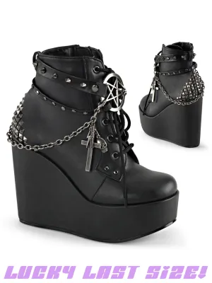 DEMONIA POISON-101 - BLACK VEGAN LEATHER - WOMENS US SIZE 7