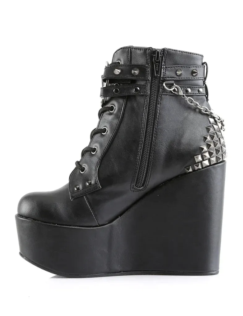 DEMONIA POISON-101 - BLACK VEGAN LEATHER - WOMENS US SIZE 7