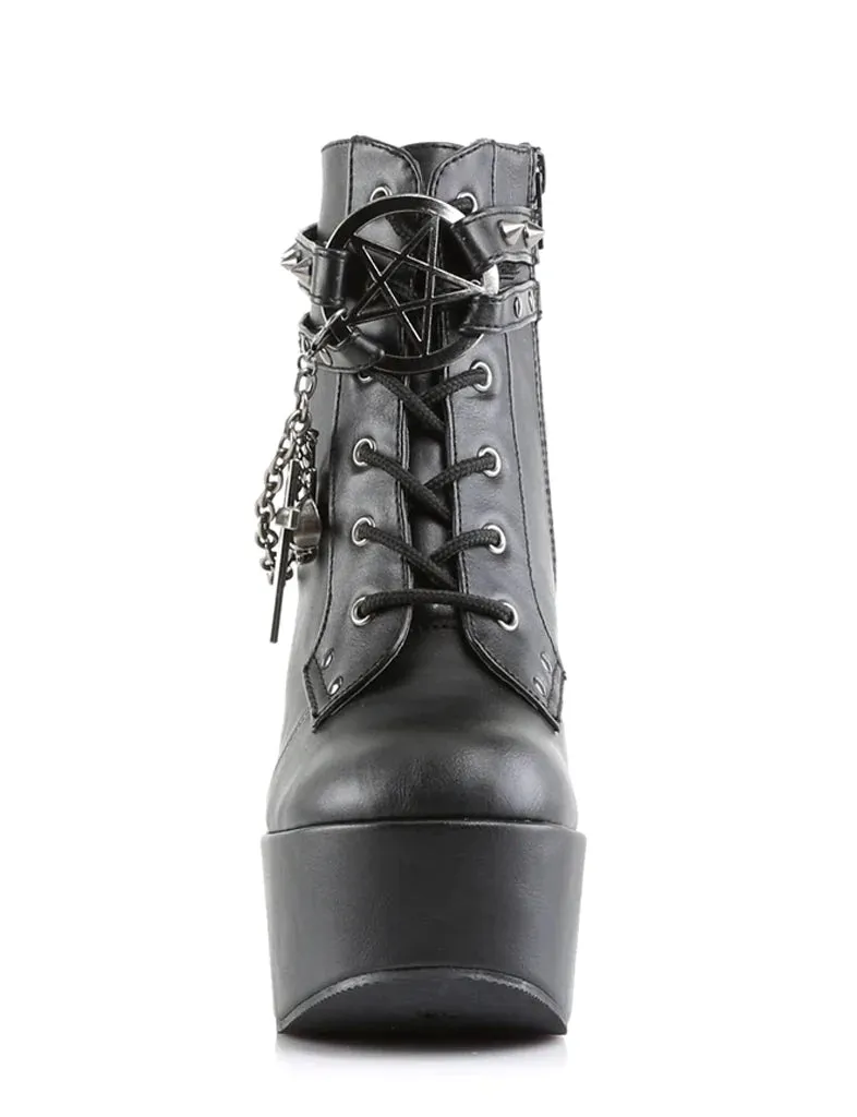 DEMONIA POISON-101 - BLACK VEGAN LEATHER - WOMENS US SIZE 7