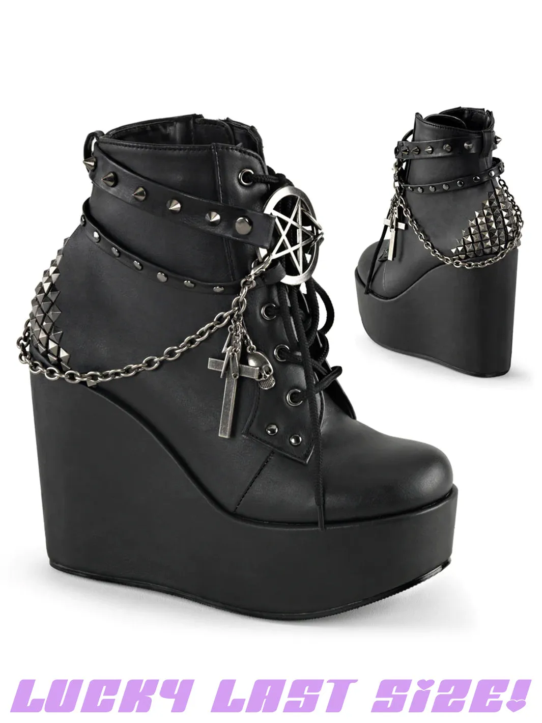 DEMONIA POISON-101 - BLACK VEGAN LEATHER - WOMENS US SIZE 7