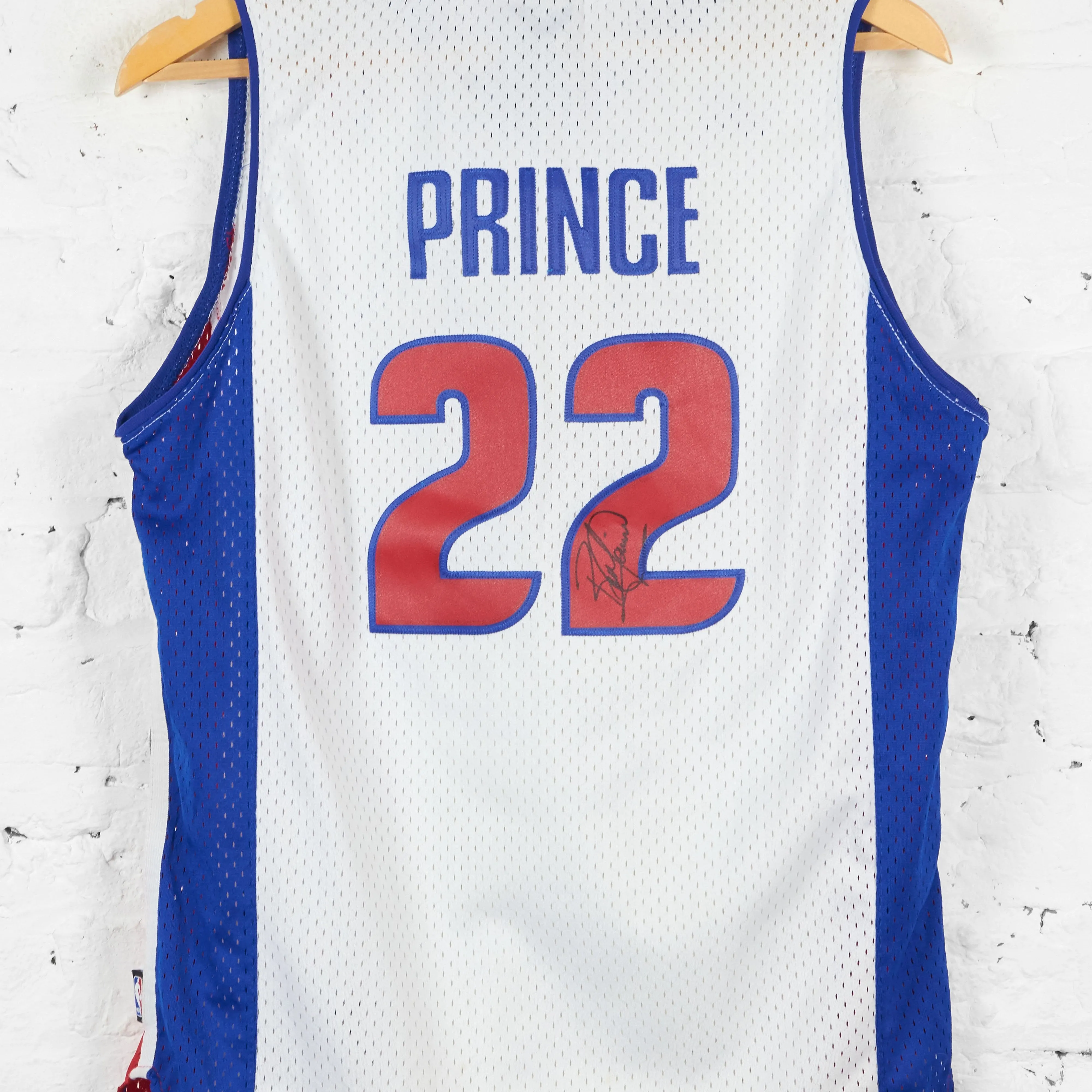 Detroit Pistons Signed Adidas Prince Basketball Jersey Vest - White - L Boys