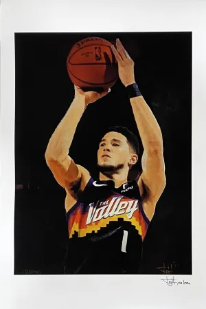 Devin Booker 12x18 Phoenix Suns Lithograph Signed By Joshua Barton