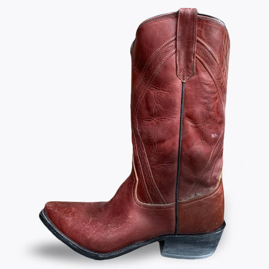 Distressed Burgundy Waxed A Toe