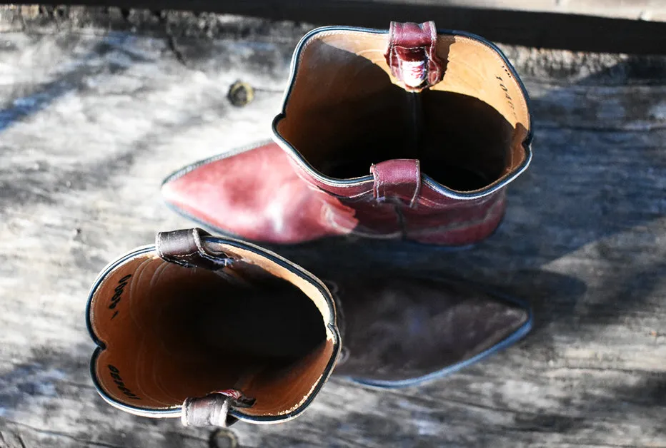 Distressed Burgundy Waxed A Toe