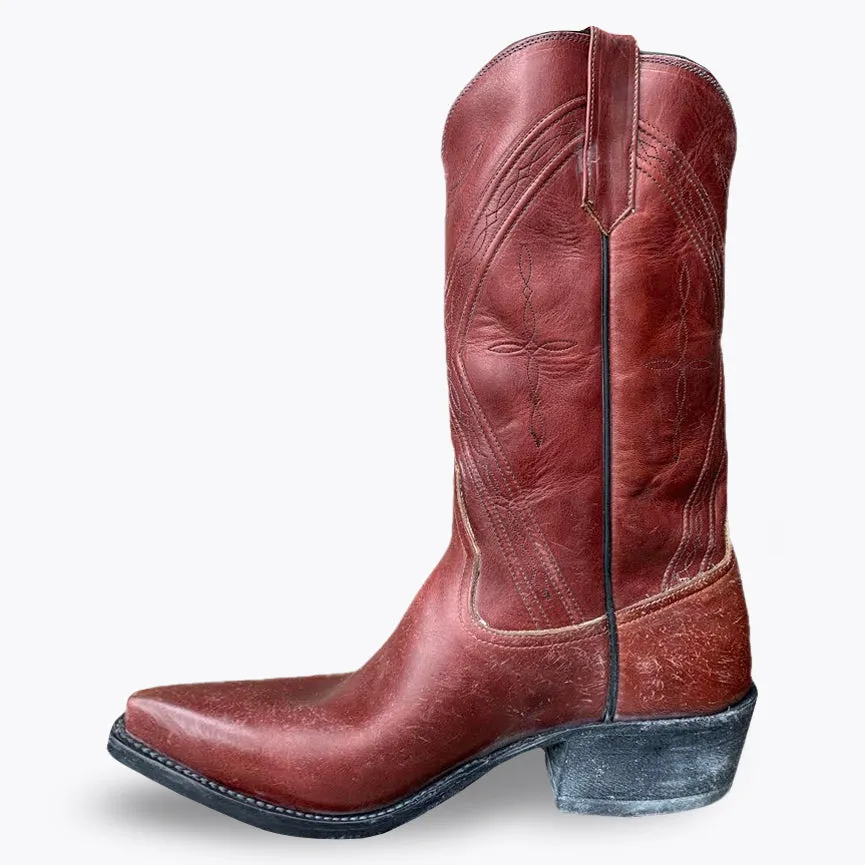 Distressed Burgundy Waxed A Toe