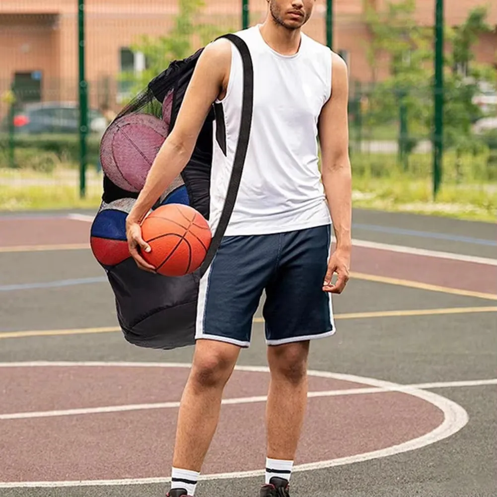 Drawstring Sports Ball Bag with Shoulder Strap for Football Soccer Basketball.