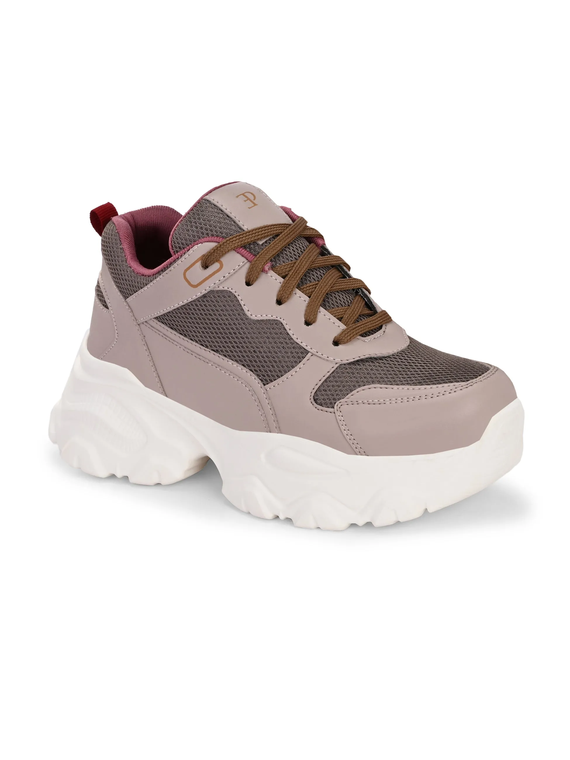 EL PASO Women Faux Leather Casual Lace Up Sneakers