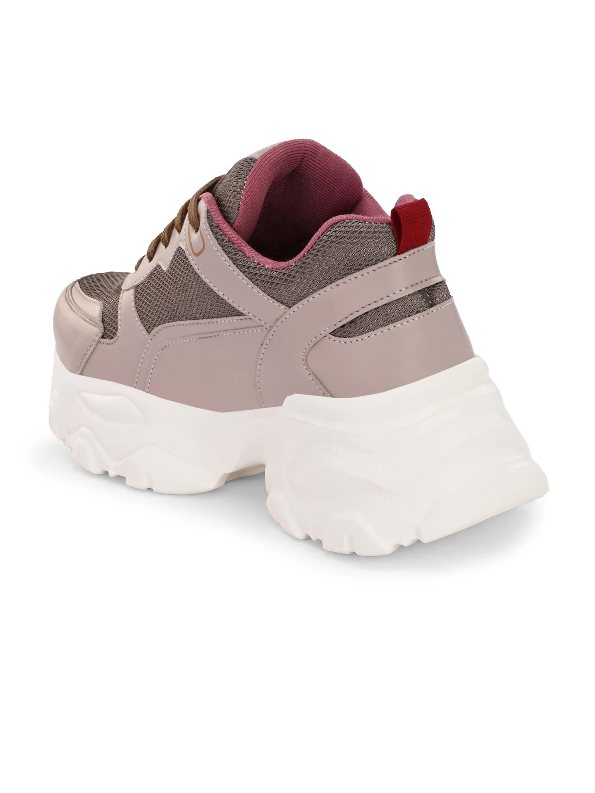 EL PASO Women Faux Leather Casual Lace Up Sneakers