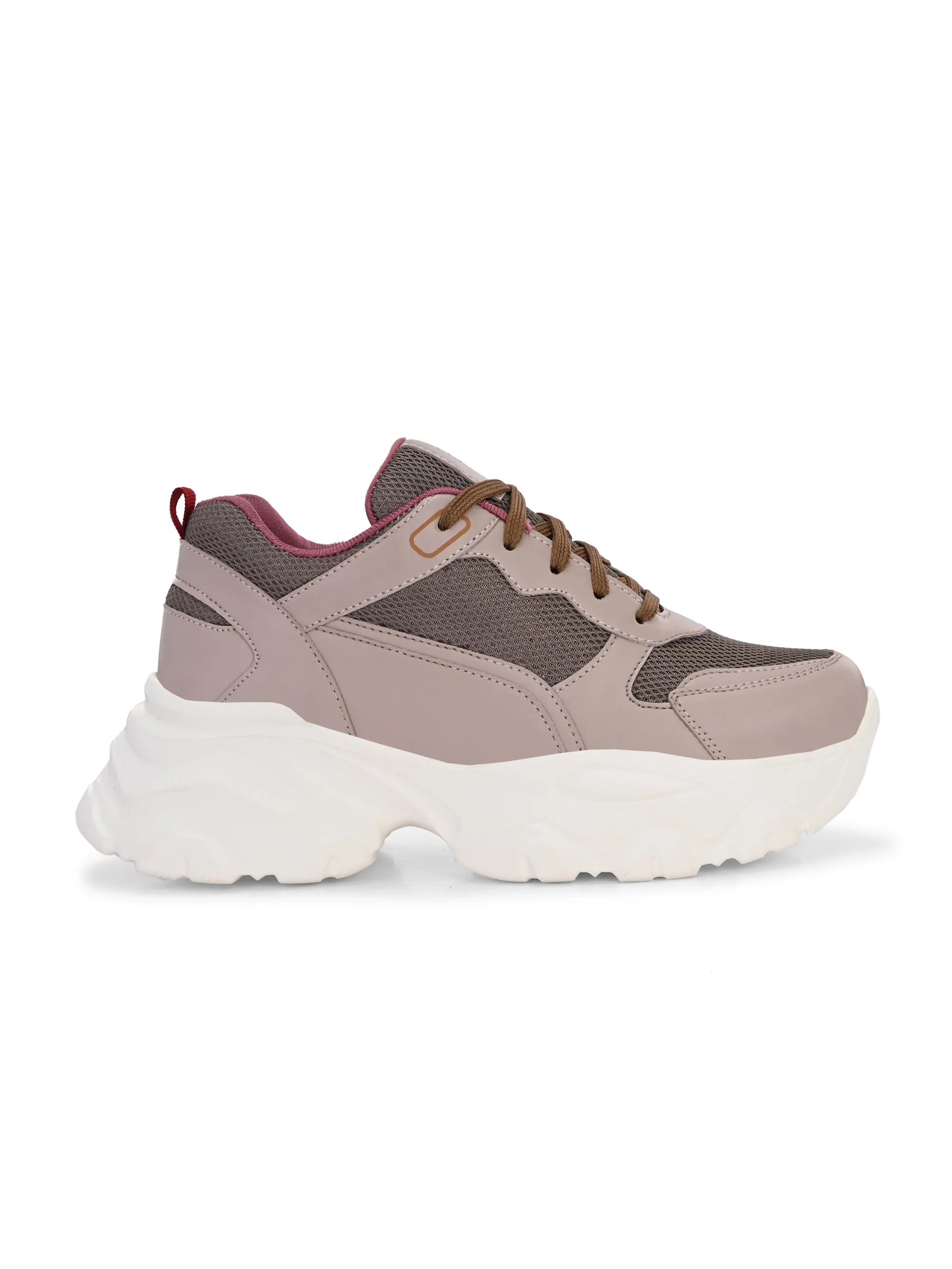 EL PASO Women Faux Leather Casual Lace Up Sneakers