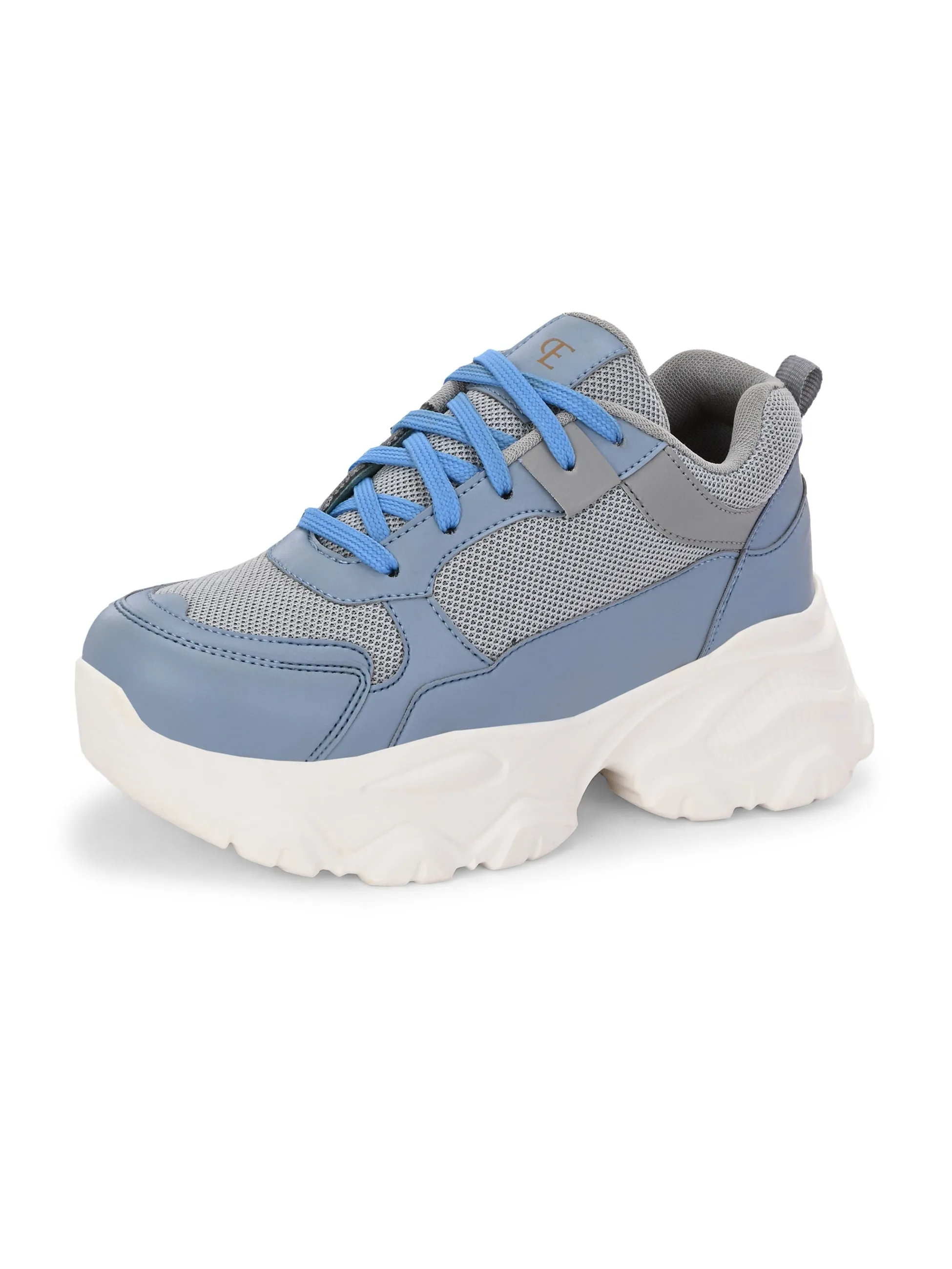 EL PASO Women Faux Leather Casual Lace Up Sneakers