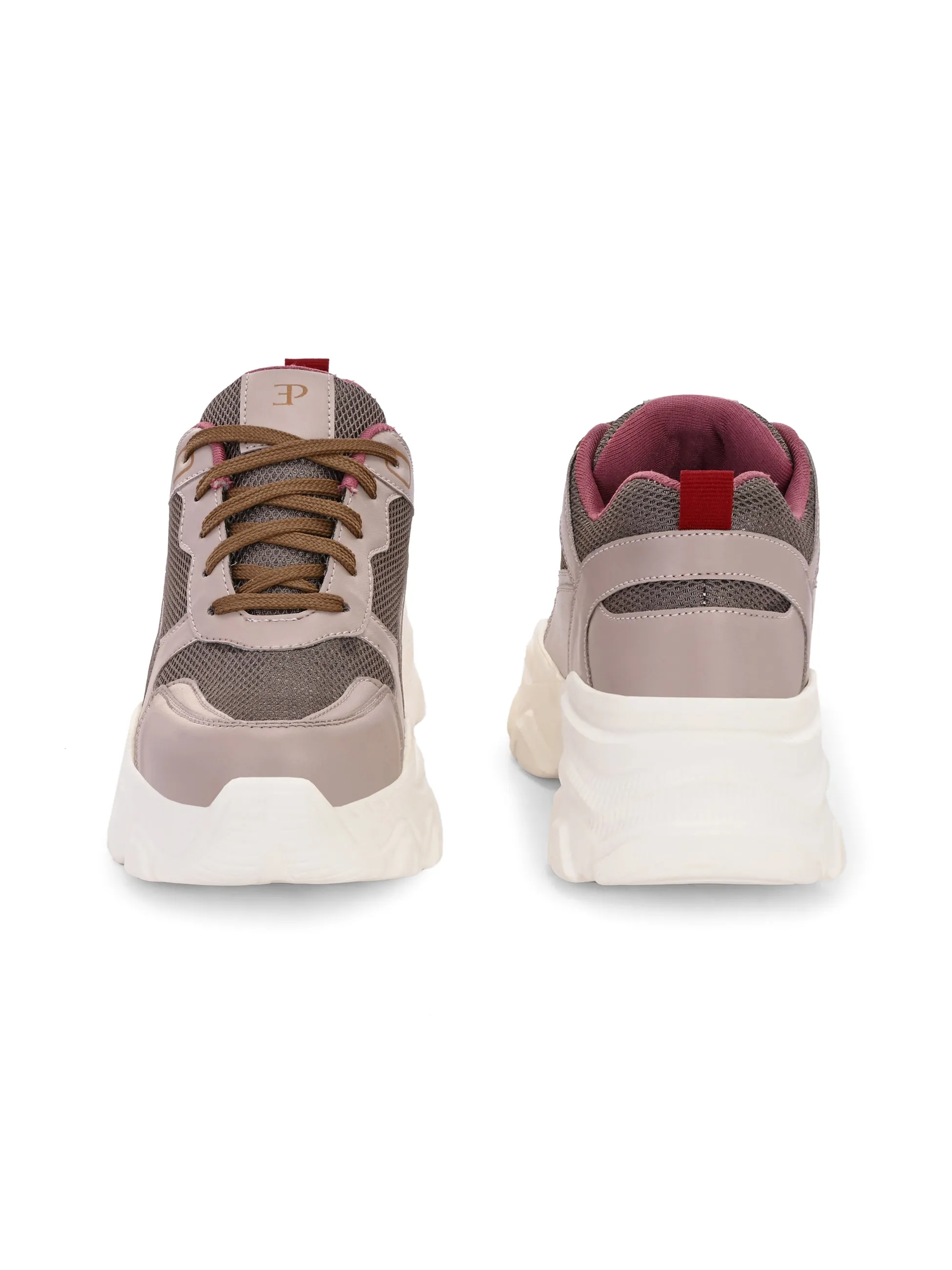 EL PASO Women Faux Leather Casual Lace Up Sneakers