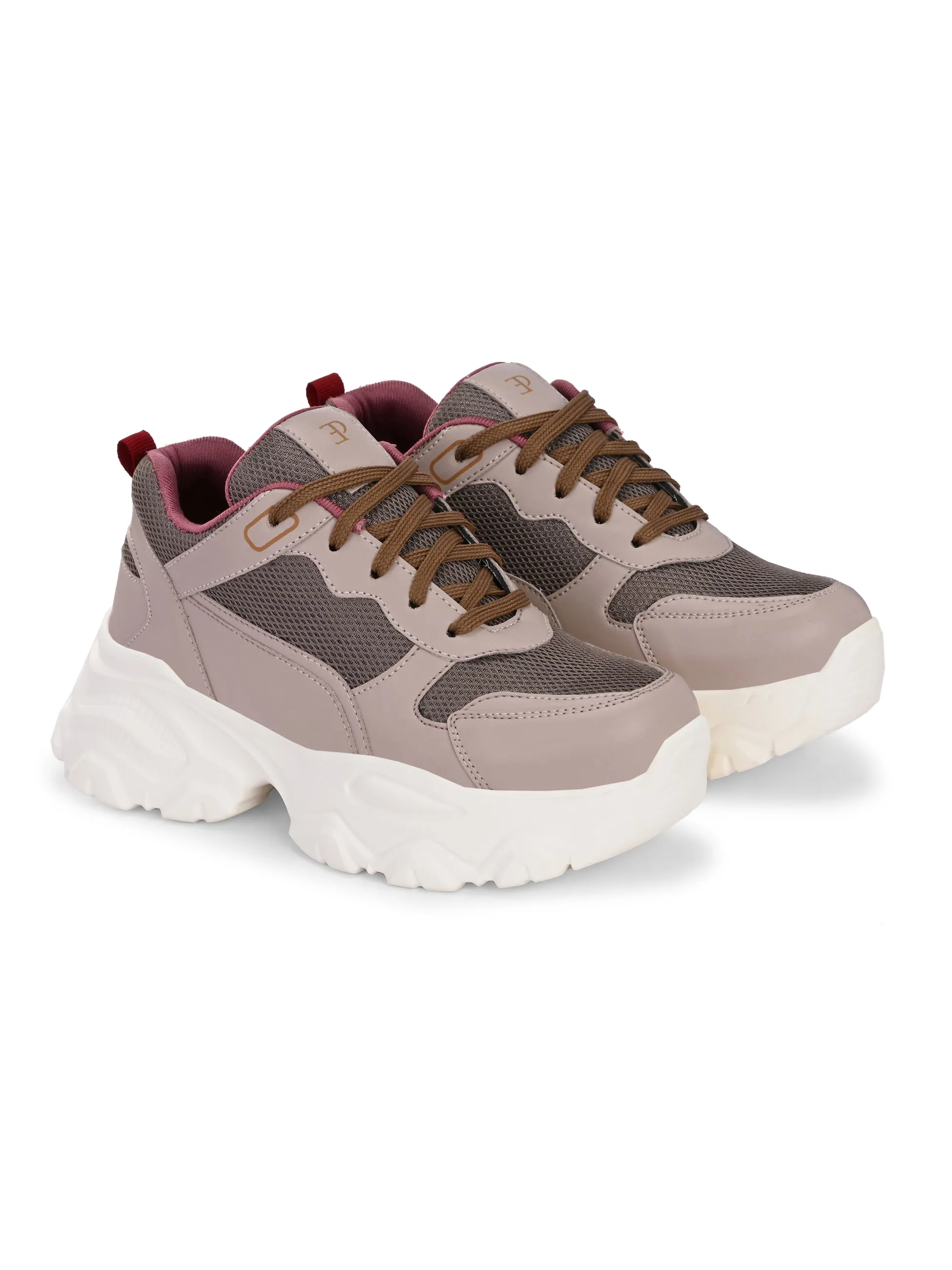 EL PASO Women Faux Leather Casual Lace Up Sneakers