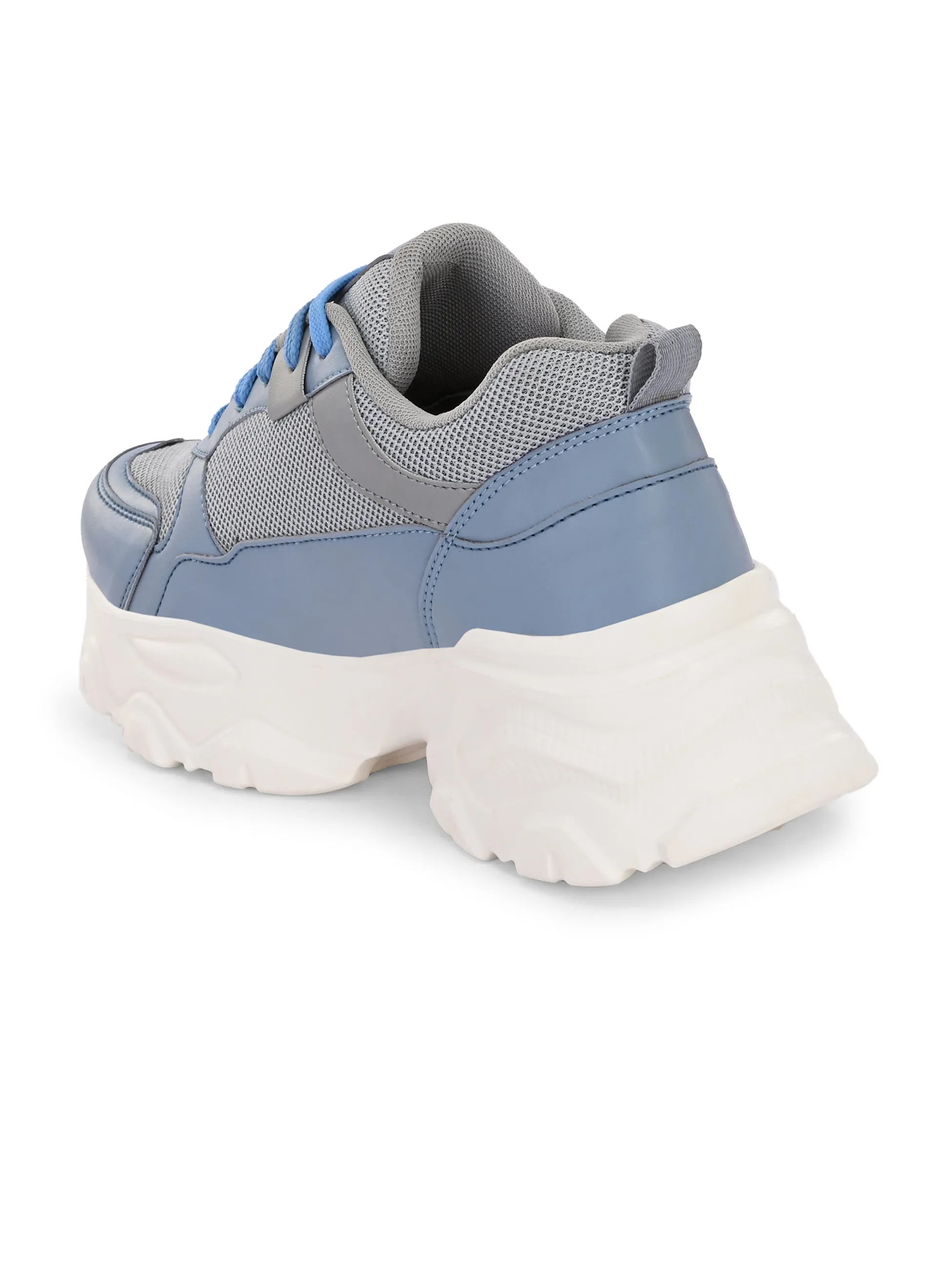 EL PASO Women Faux Leather Casual Lace Up Sneakers