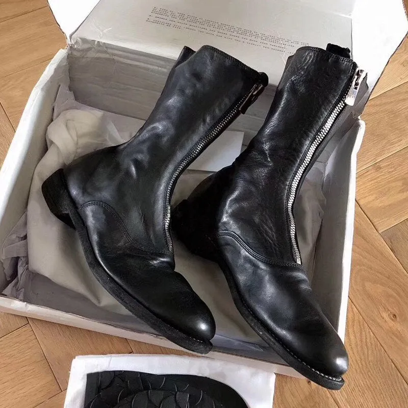 Fashion Zipped Boots Fall  Fluorescent Green Soft Leather Round Toe Flat Heel Riding Motorcycle Boots кроссовки женские