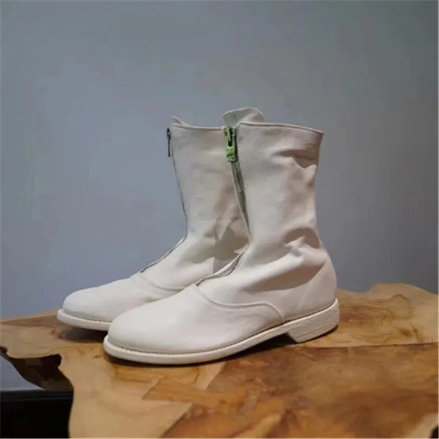 Fashion Zipped Boots Fall  Fluorescent Green Soft Leather Round Toe Flat Heel Riding Motorcycle Boots кроссовки женские