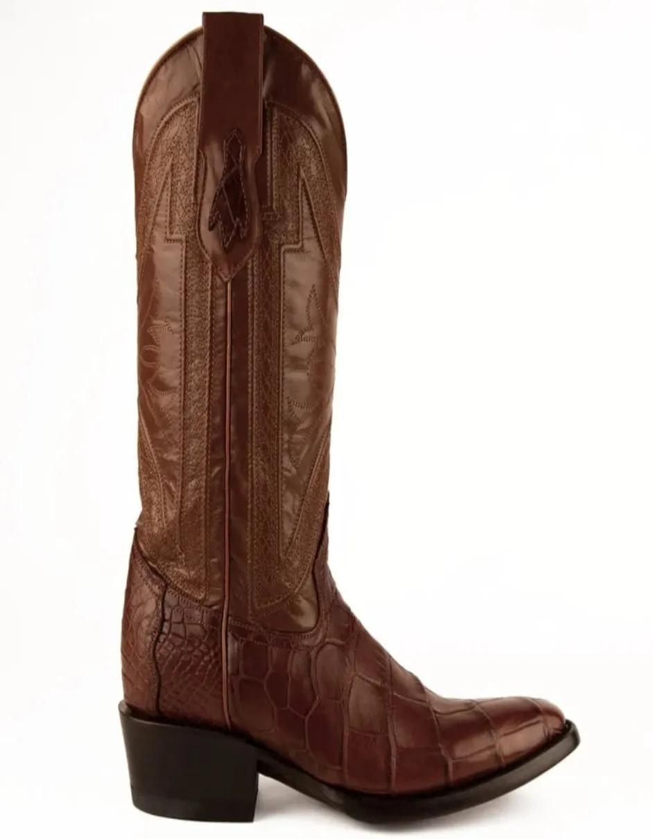 Ferrini Men's Stallion Alligator Belly Boots French Toe Handcrafted Cognac