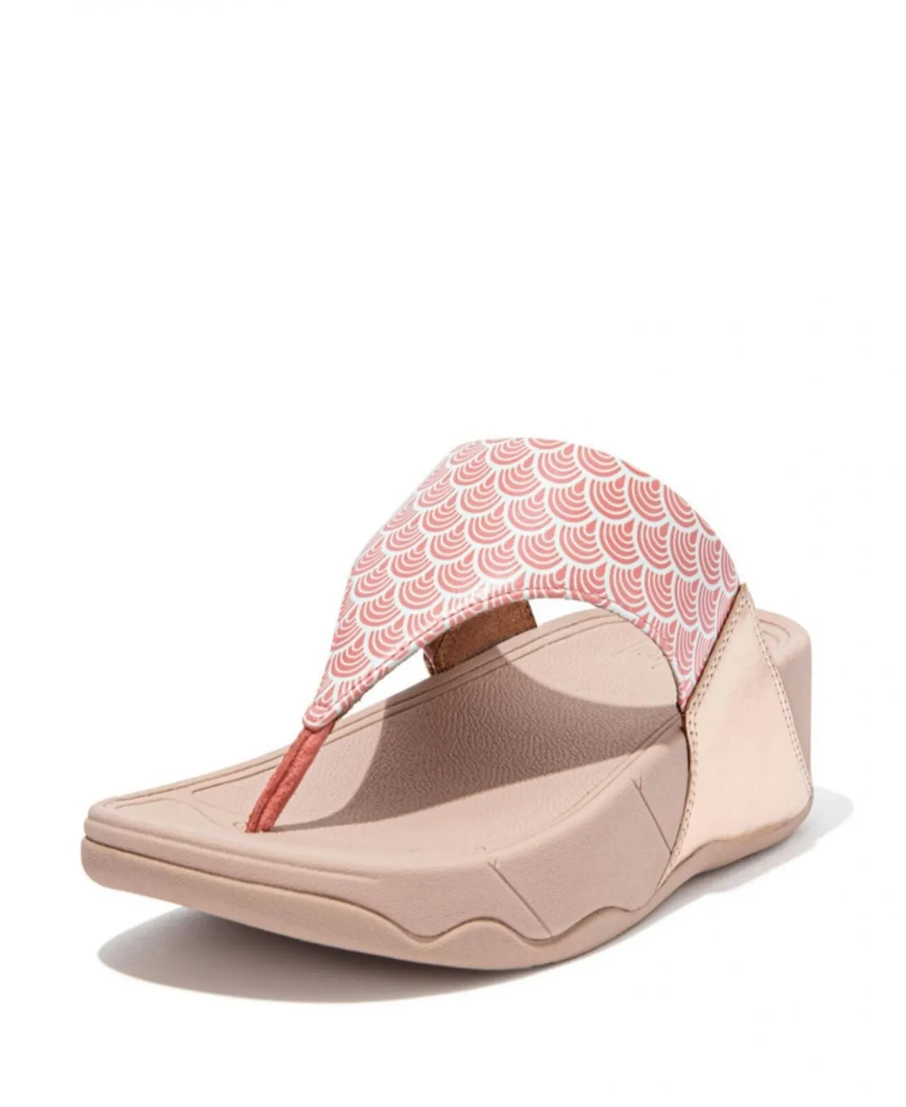 Fitflop Women's Lulu Wave-Print Wide Fit Toe-Post Sandals DM3 Soft Pink 9M