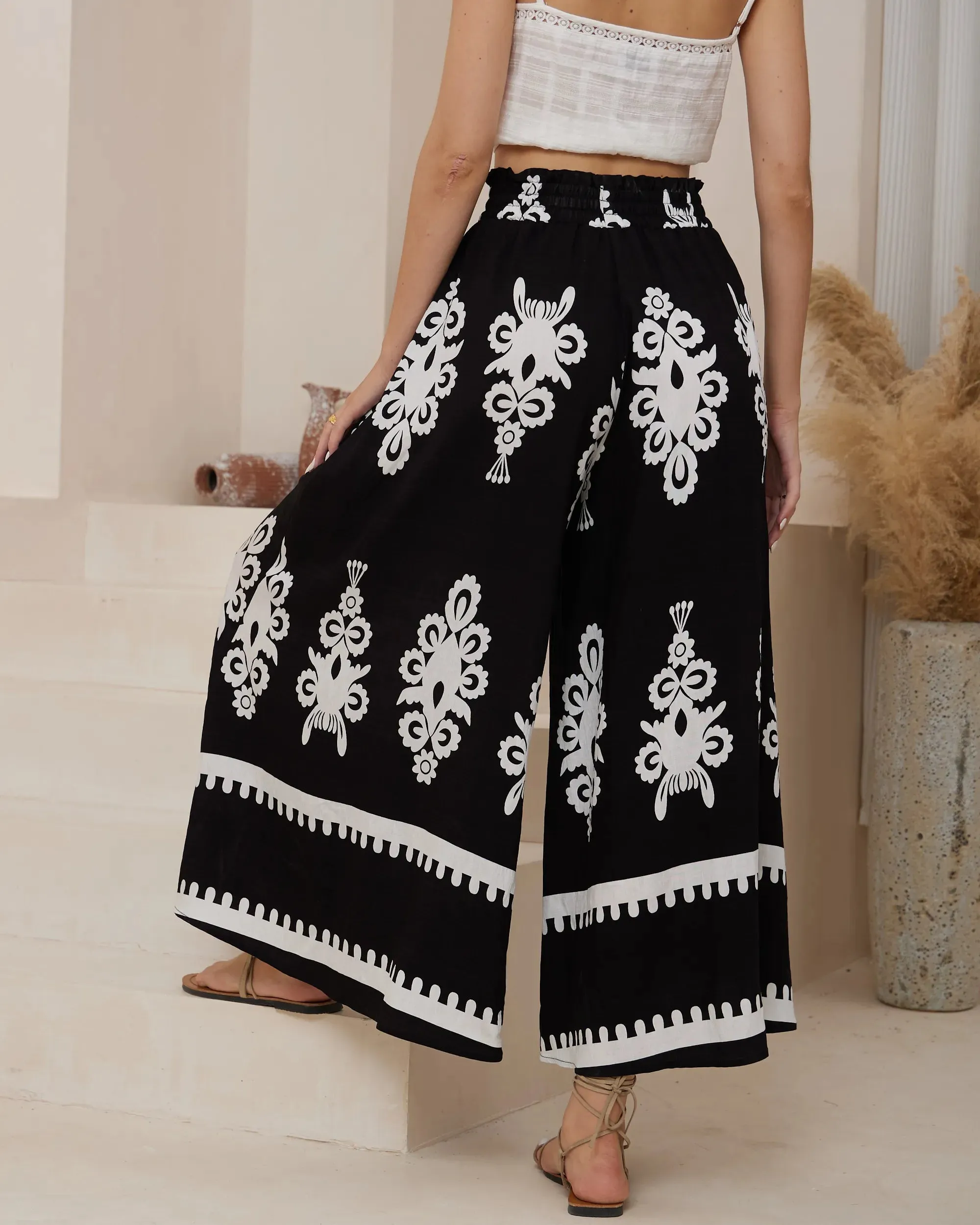 Furla Wide Leg Drawstring Pants - Black