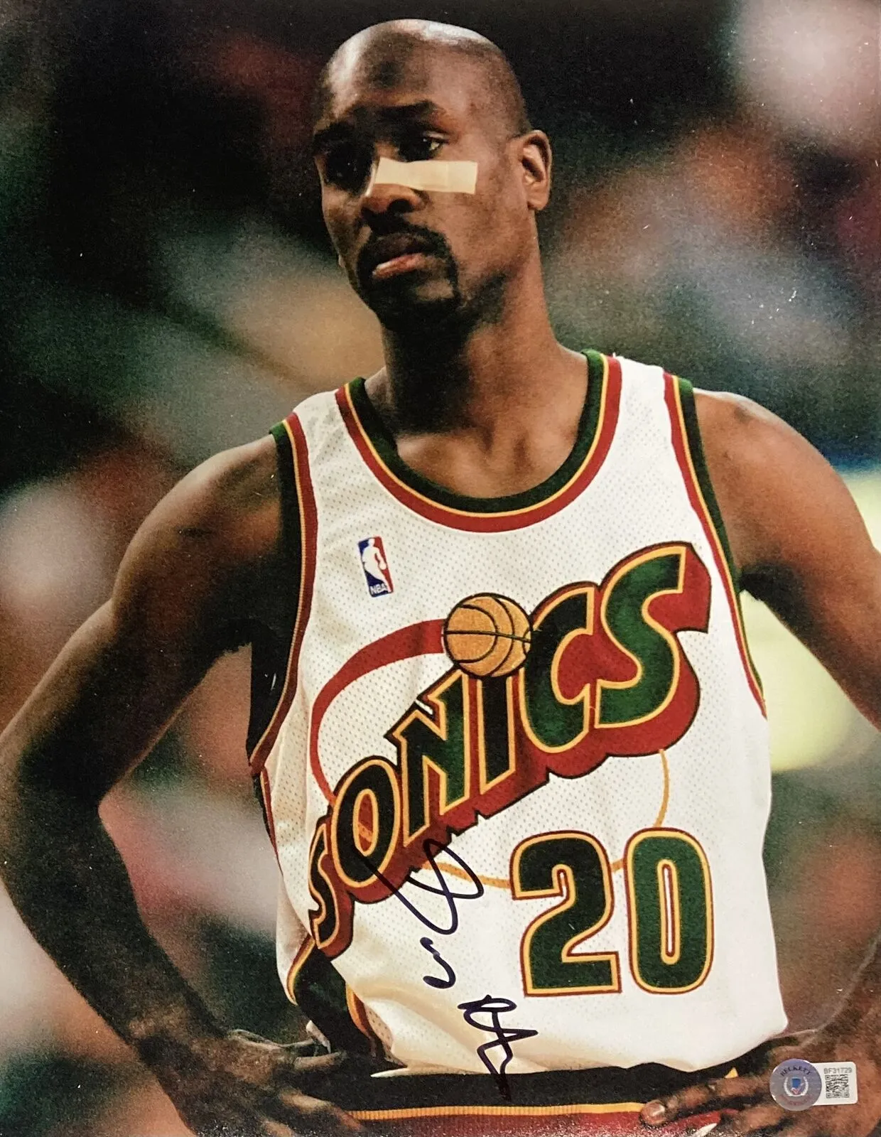Gary Payton Signed 11x14 Seattle Supersonics Photo BAS