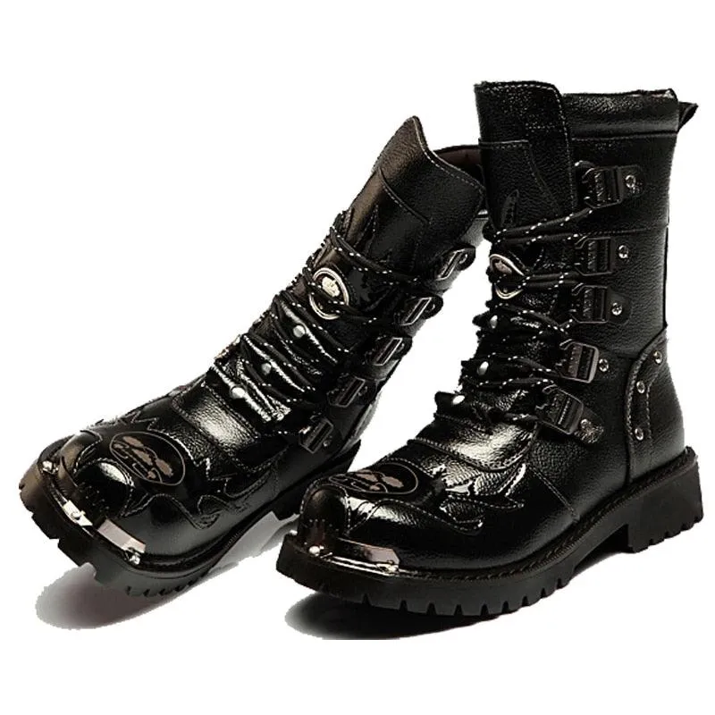 Genuine Leather Metal Gothic Punk Boots