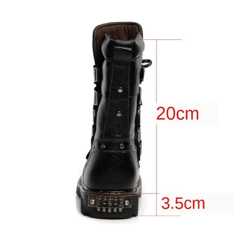 Genuine Leather Metal Gothic Punk Boots