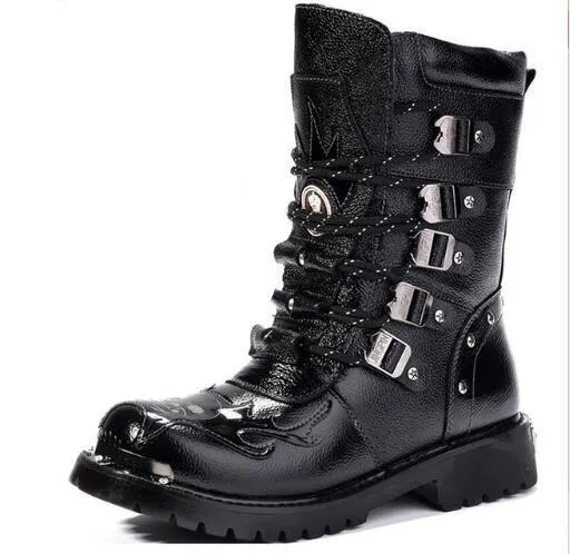 Genuine Leather Metal Gothic Punk Boots