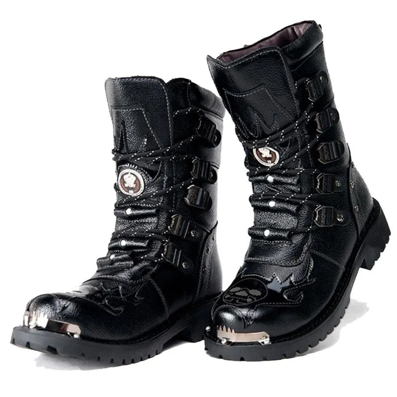 Genuine Leather Metal Gothic Punk Boots