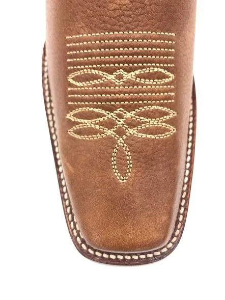 Genuine Leather Square Toe Boot in Grisly Honey