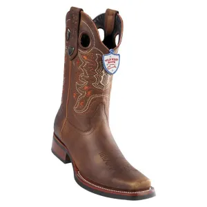 Genuine Leather Square Toe Boot with Rubber sole in Rage Honey