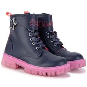 Girls Navy & Pink Ankle Boots