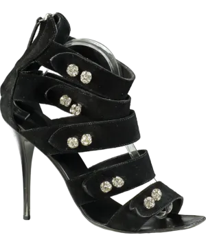 Giuseppe Zanotti Black Henry 110 Velour Sandals UK 7 EU 40 👠