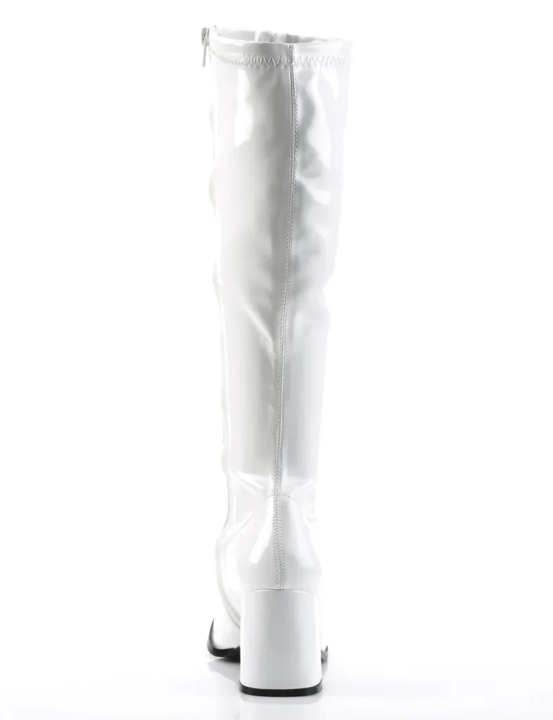 GOGO 300 BOOTS - WHITE STRETCH PATENT ✰ PRE ORDER ✰