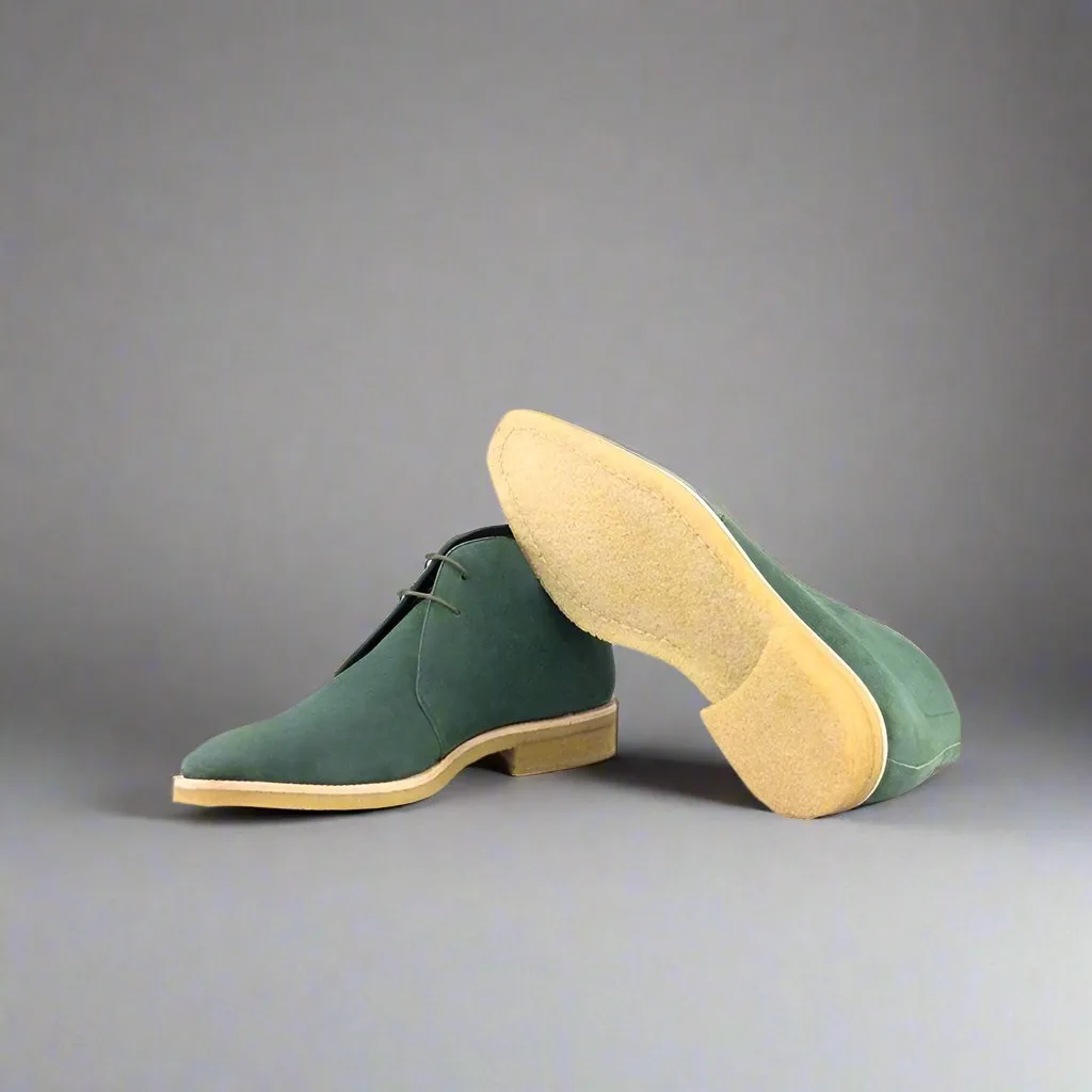 Green Suede Leather Gabrovo Chukka Lace Up Boots - Chukka Boots