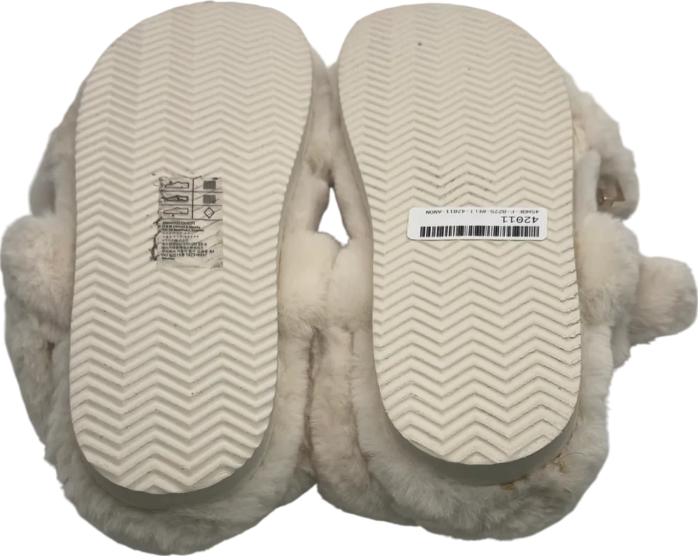 H&M White Faux Fur Sandals UK 6 EU 39 👠